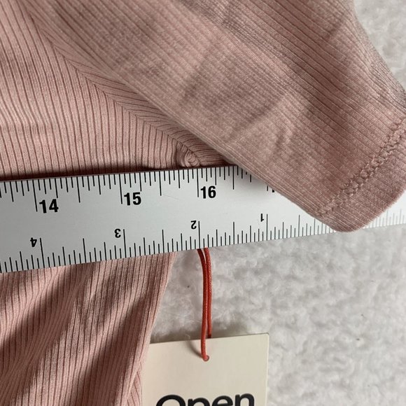 Open Edit Crop Top Women's XS Pink Knot Front Stretch‎ V-Neck Short Sleeve 6394 - Picture 5 of 7